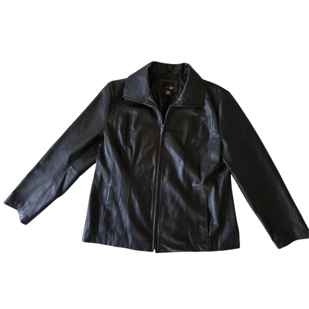 East 5th Womens Leather Jacket Black Zip Up Collared Nappa XL